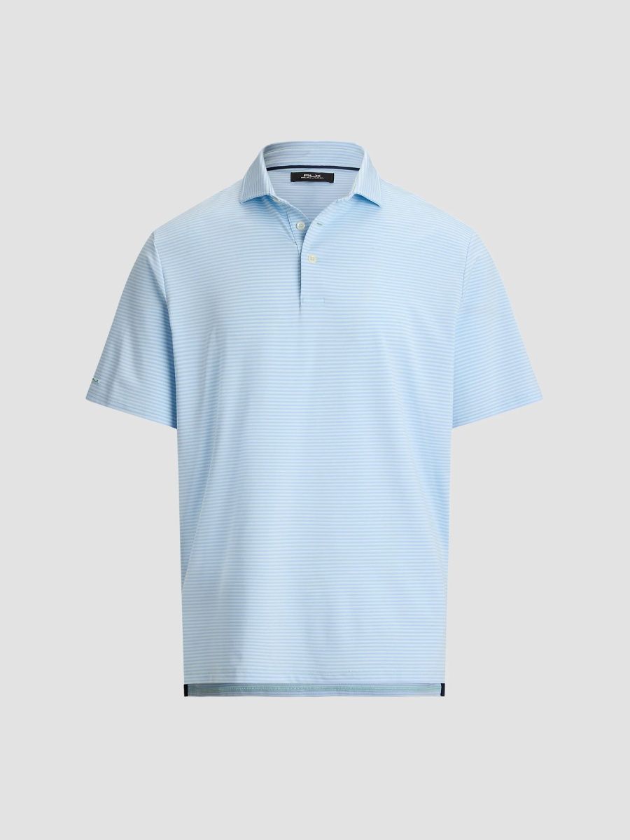 Polo Ralph Lauren Men's Striped Airflow Polo Shirt - Crystal Pebble Blue - Size Large