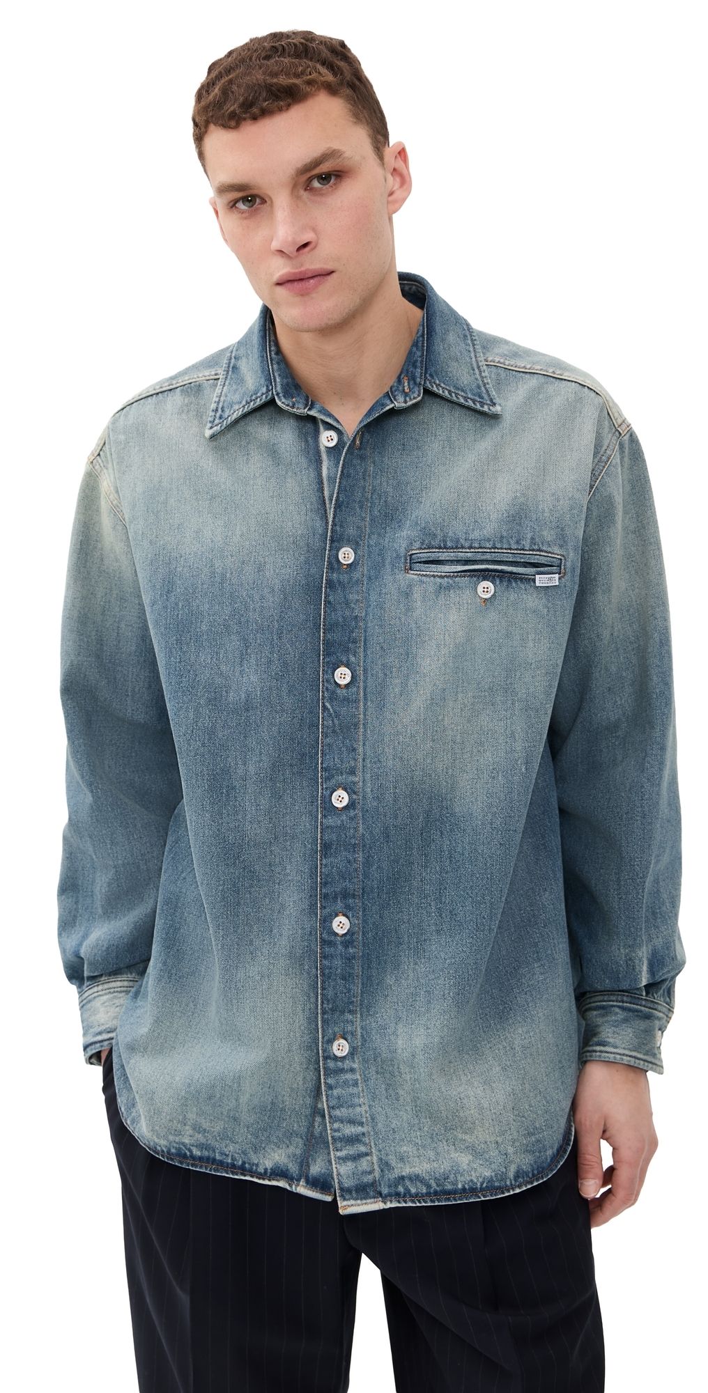 MM6 Maison Margiela Long Sleeved Shirt Blue 50