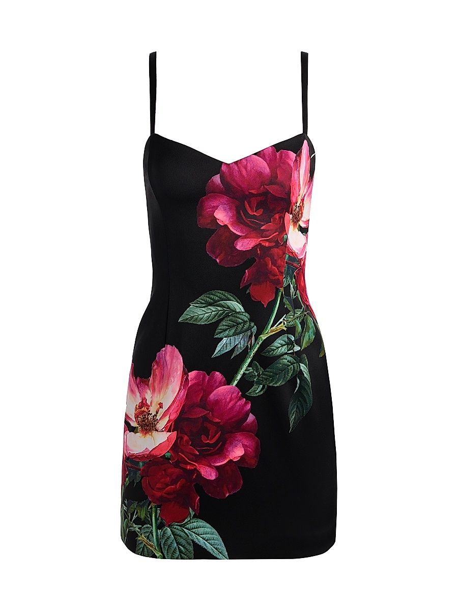 Women's Nina Floral Sweetheart Minidress - Empress Bloom Black - Size 14