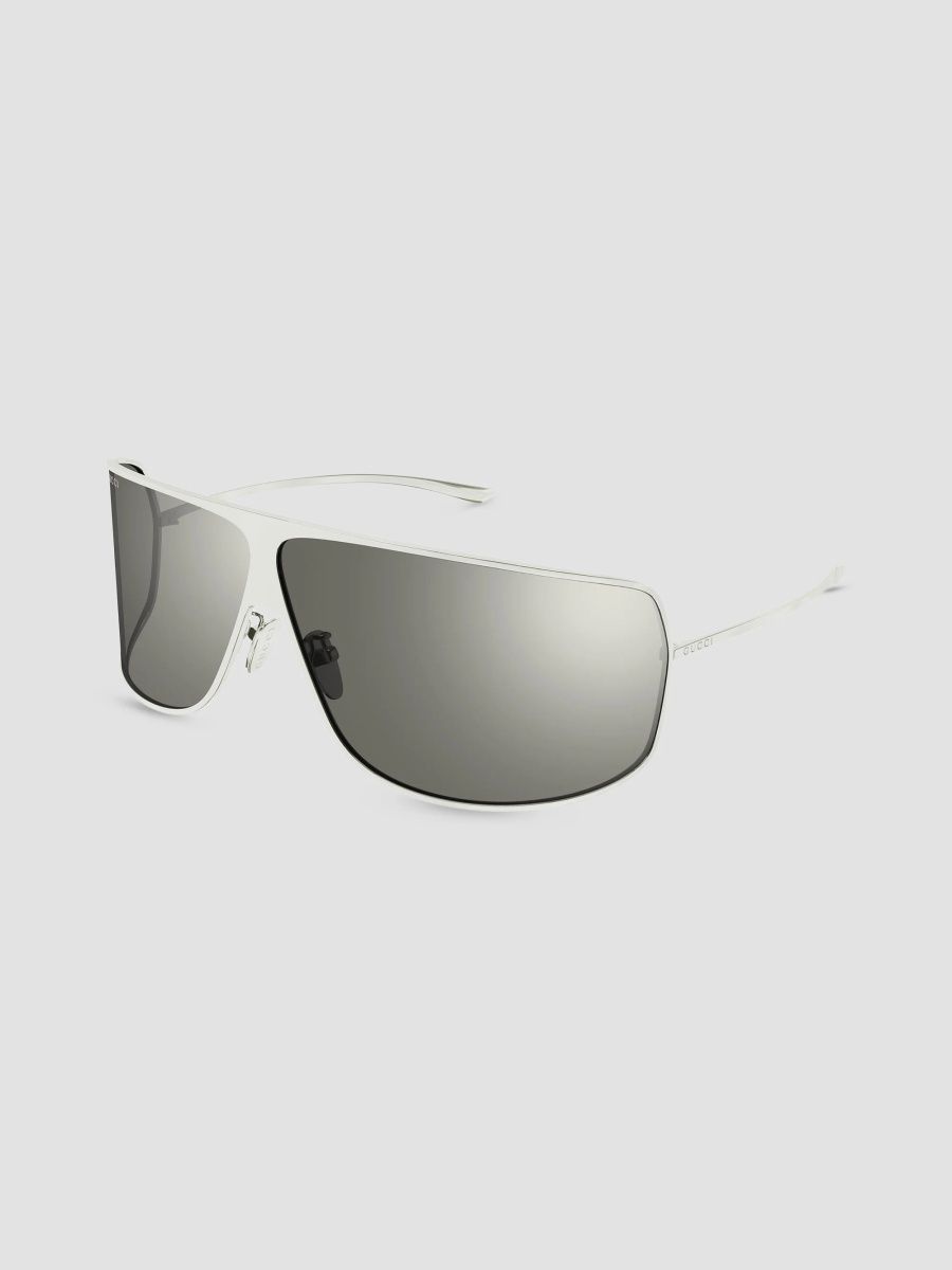 Gucci Women's Lettering Gg2276S Shield Metal Sunglasses - Silver