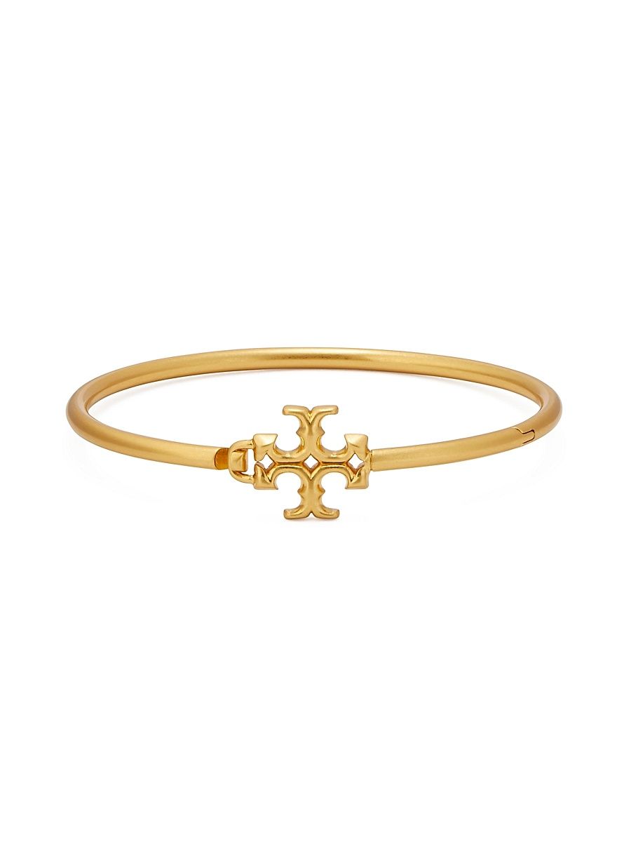 Women's Kira 18K Gold-Plated Logo Bangle - Rolled Brass