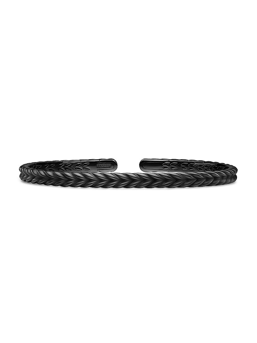 Men's Chevron Flex Bracelet in Black Titanium, 5.2MM - Black - Size Medium