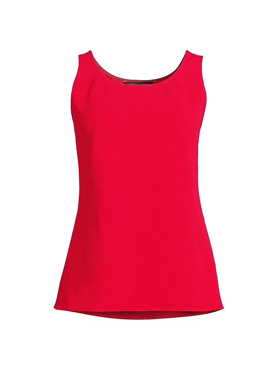 Women's Ming Wang x Tanya Foster Deco Scoopneck Stretch-Crepe Tank Top - Holiday - Size XL