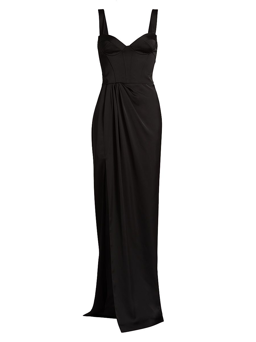 Women's Satin Bustier Gown - Black - Size 12