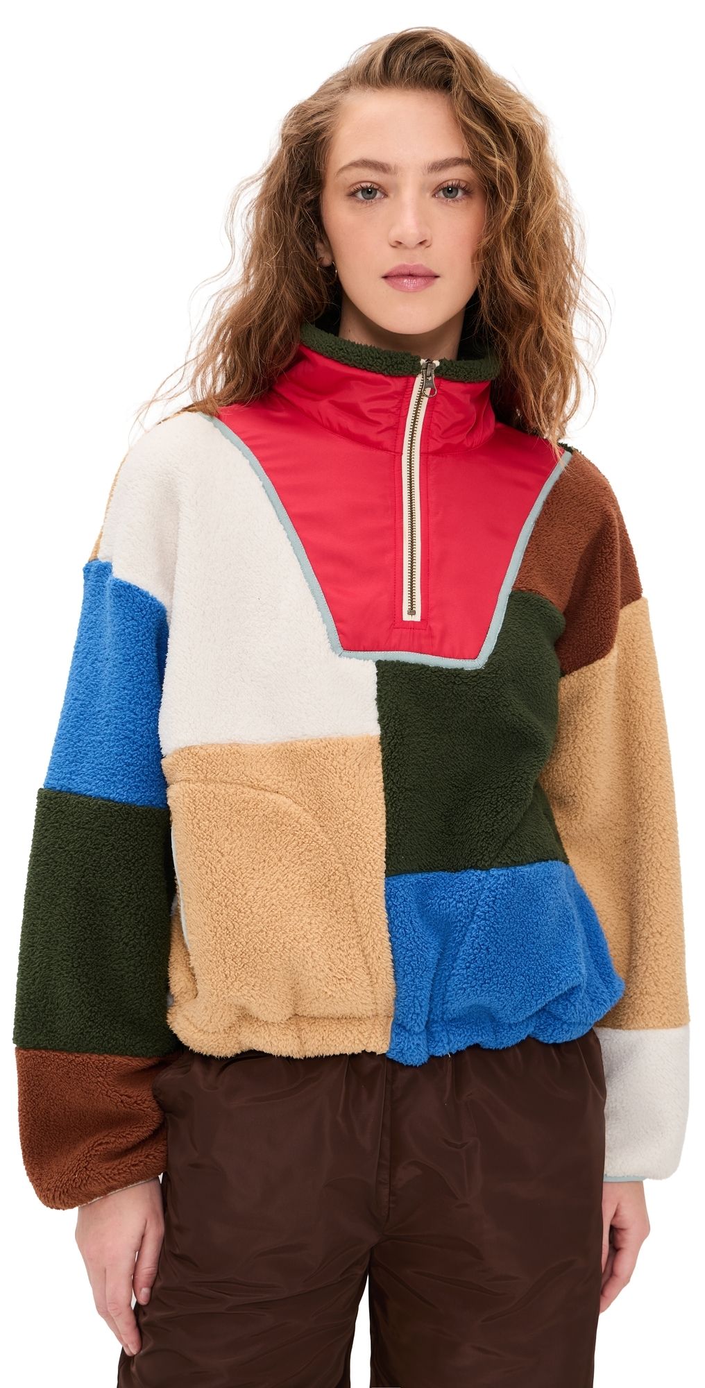 THE GREAT. Outdoors The Plush Color Block Sierra Pullover Canyon Multi S