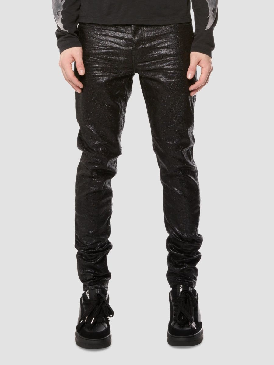 Purple Brand Men's Serpentine Coated-Denim Mid-Rise Skinny Jeans - Black - Size 40