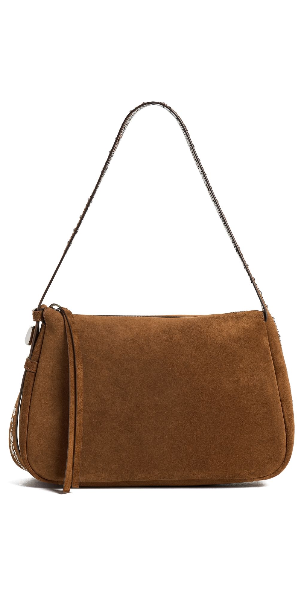 Tory Burch Romy Studded Suede Shoulder Bag Caramel One Size