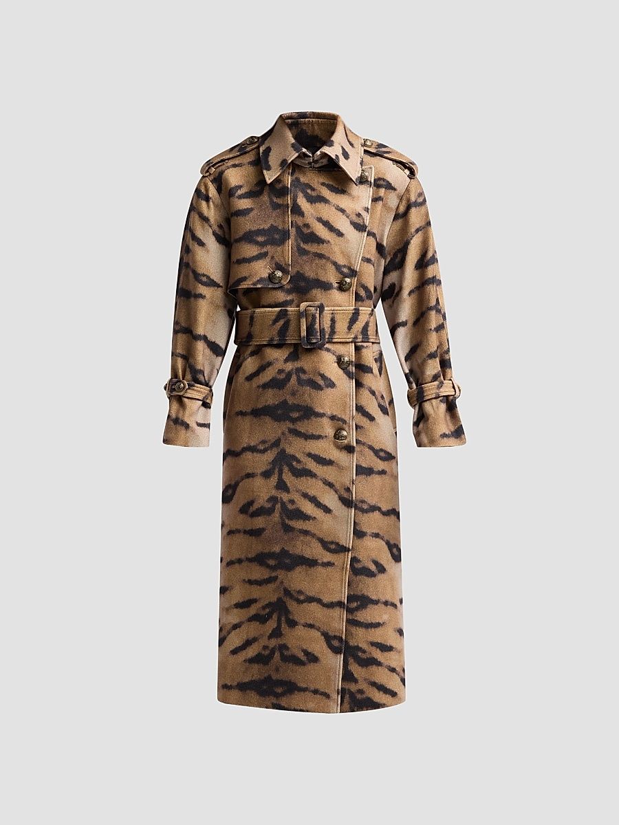 Kobi Halperin Women's Nicole Tiger Stripe Print Coat - Light Natural Multi - Size XS