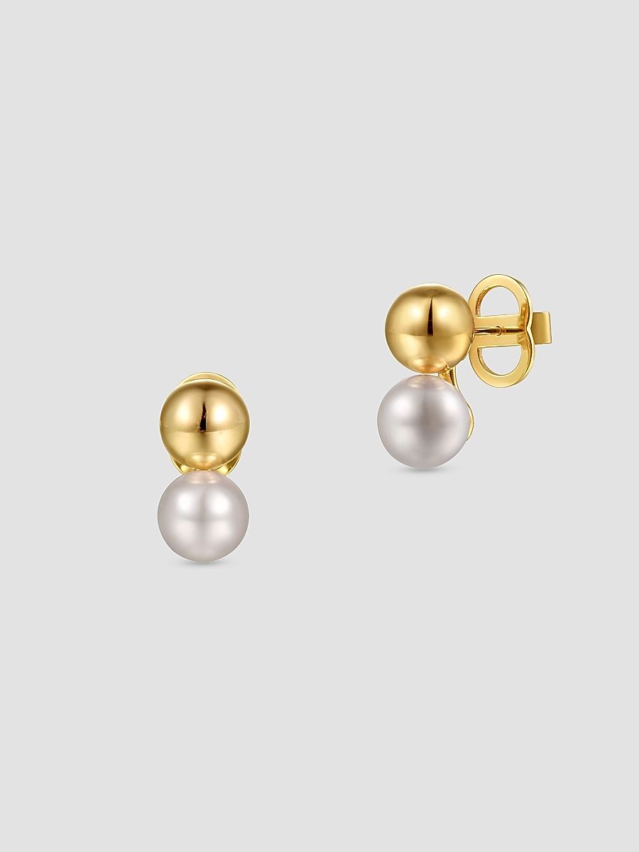 Gabriel & Co Women's Bujukan 14K Yellow Gold & Pearl Stud Earrings - Yellow Gold