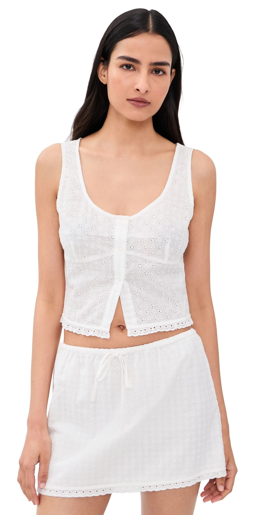 Good American The Eyelet Top White001 XS