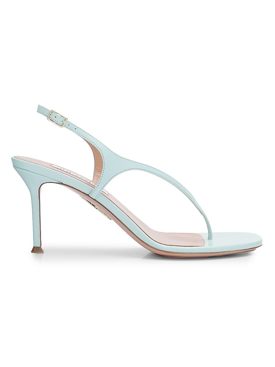 Women's Bikini 75MM Leather Thong Sandals - Seabreeze - Size 12