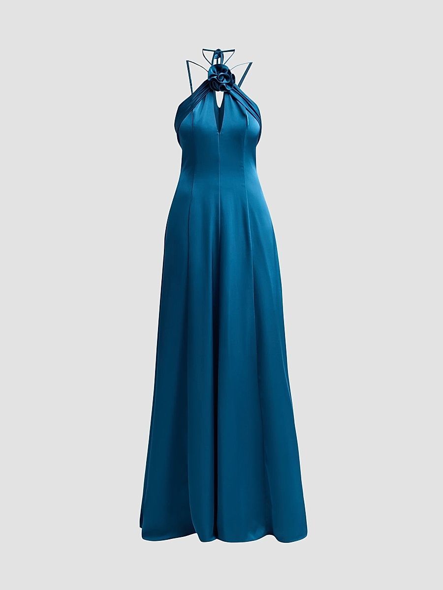 Women's Julia Halterneck A-Line Gown - Blue Cassius - Size 14