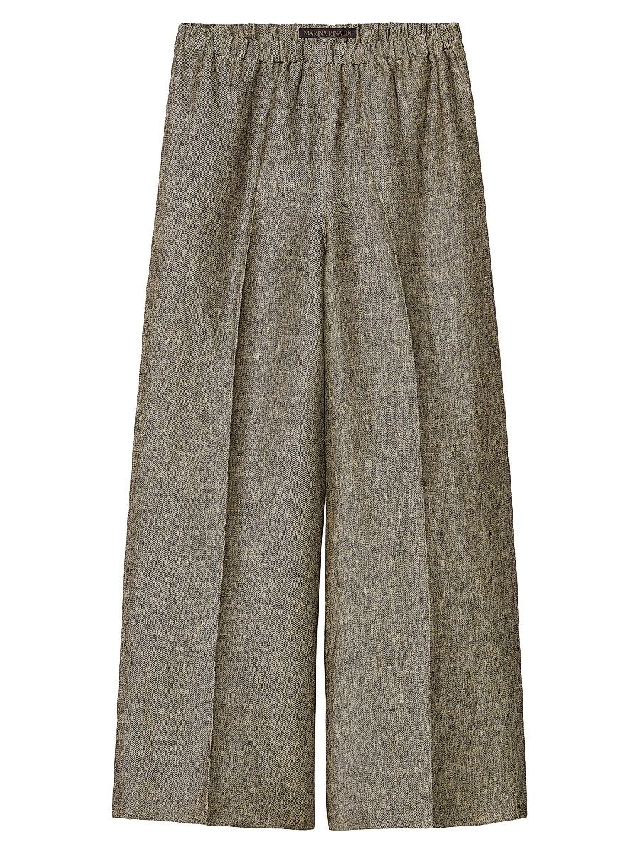 Women's Yarn Dyed Linen Drill Trousers - Black Flesh Toner - Size 16