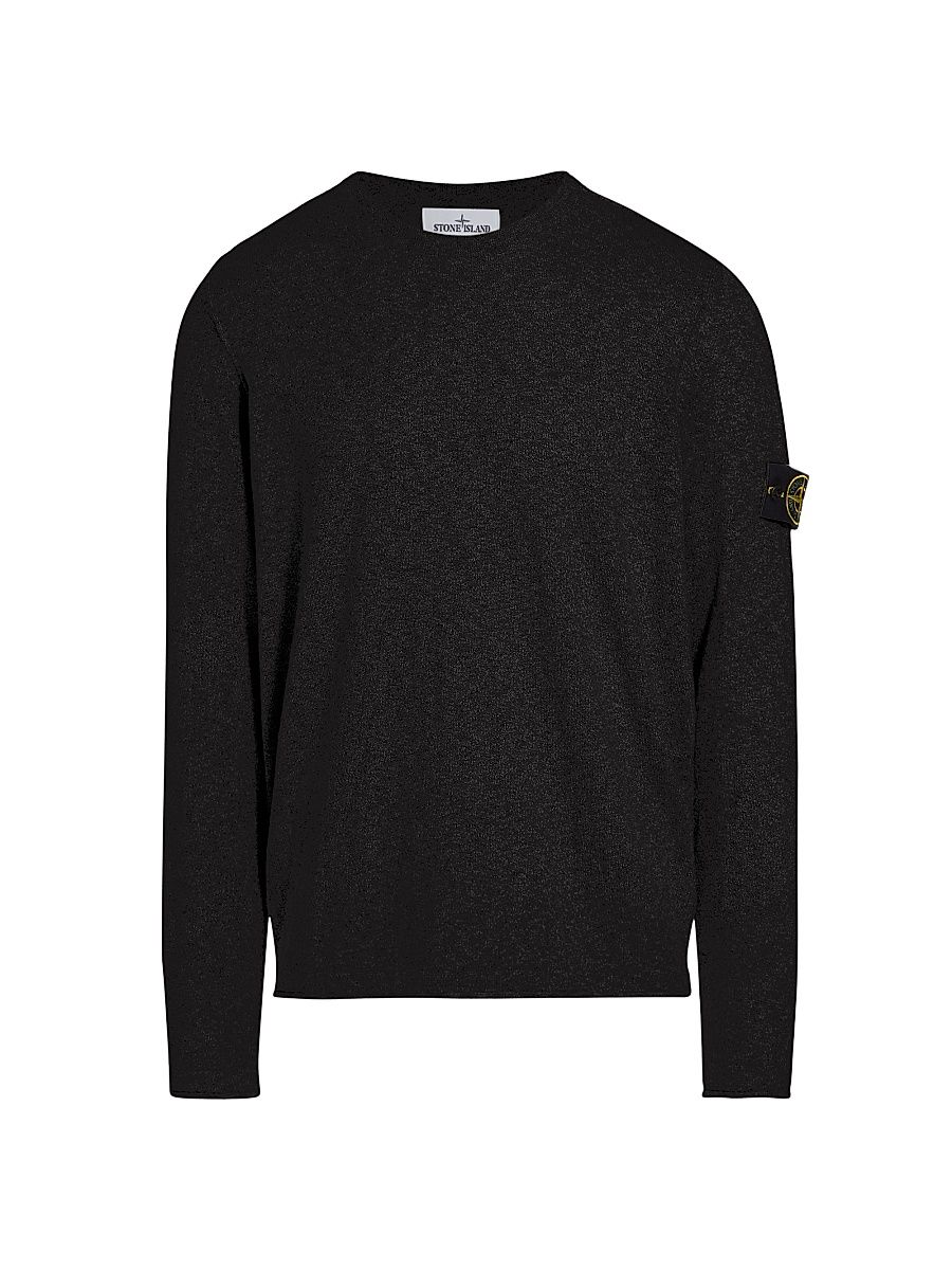 Men's Stretch-Cotton Crewneck Sweater - Black - Size Small
