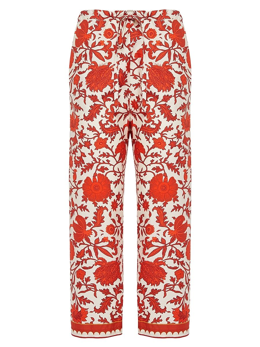 Women's Drawstring Pants - Dragonflower Mini Red - Size XS