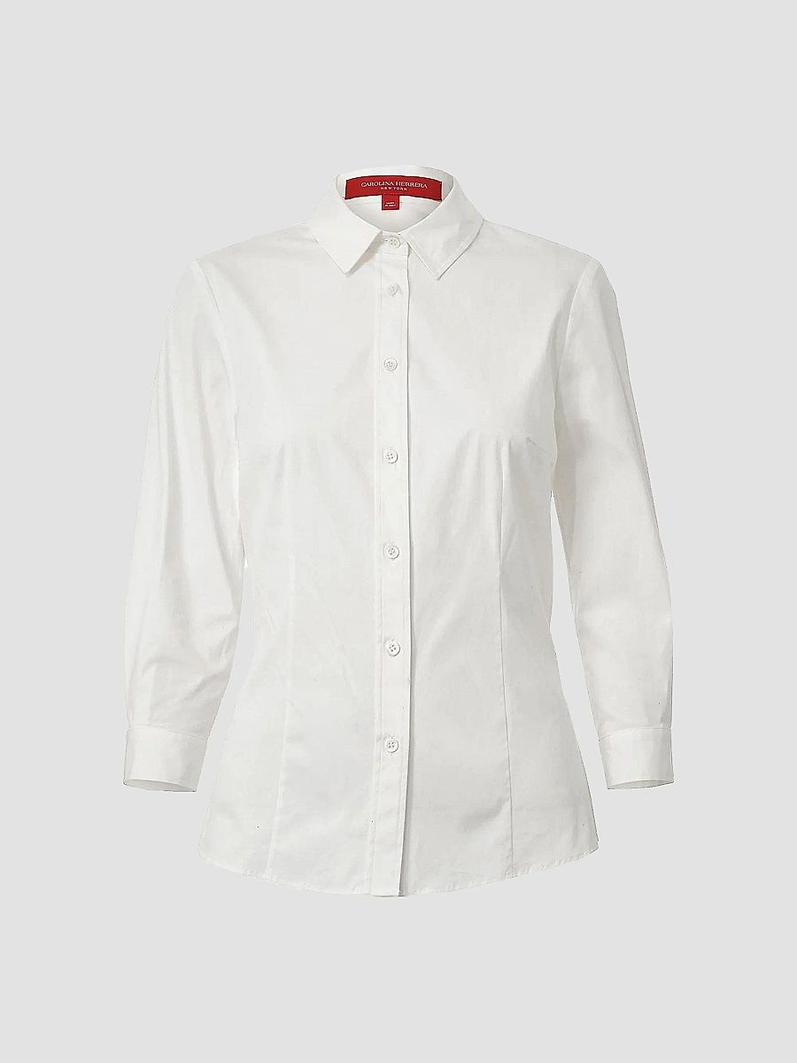 Carolina Herrera Women's Classic Cotton Blouse - White - Size 18