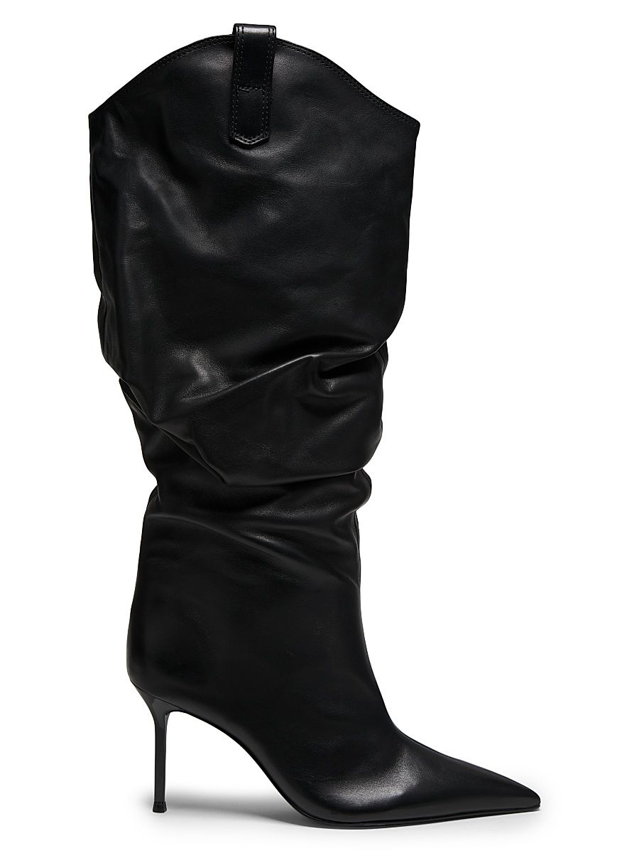 Women's Beverly Leather Stiletto Boots - Black - Size 7.5