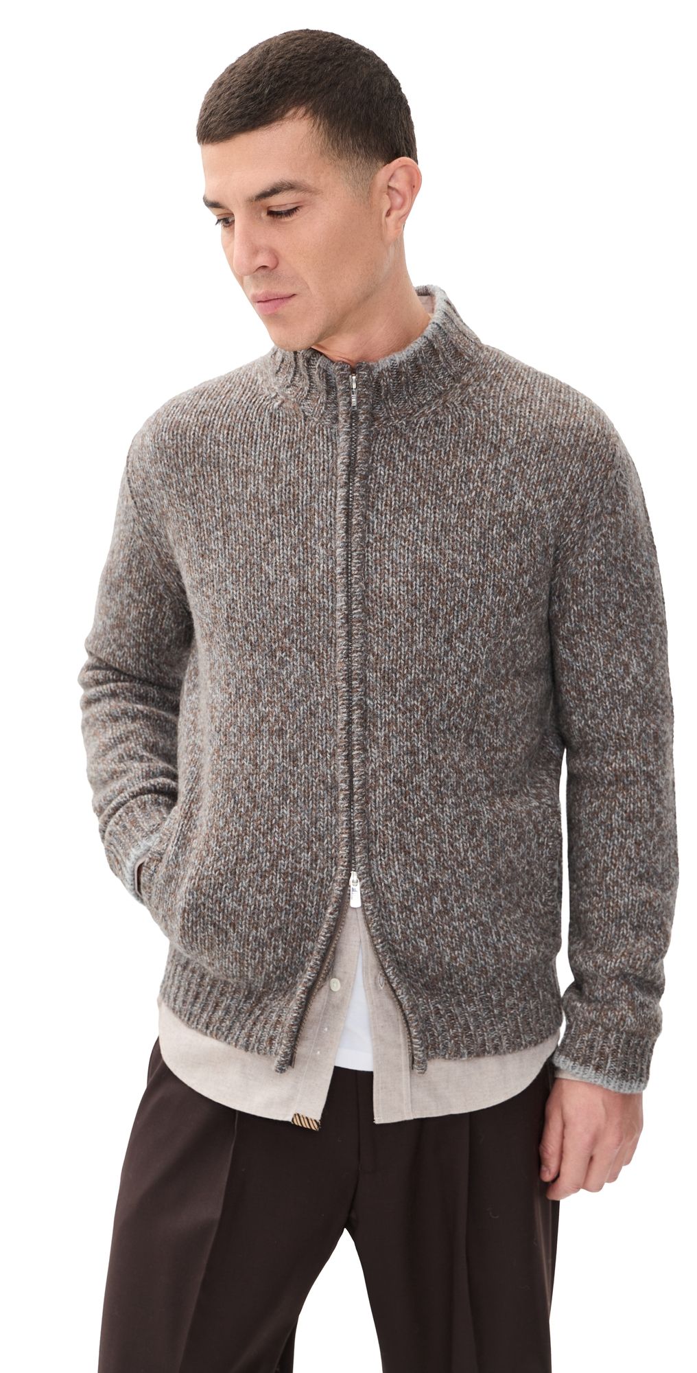 Fedeli Baby Alpaca Zip Cardigan 21 - Brown 54