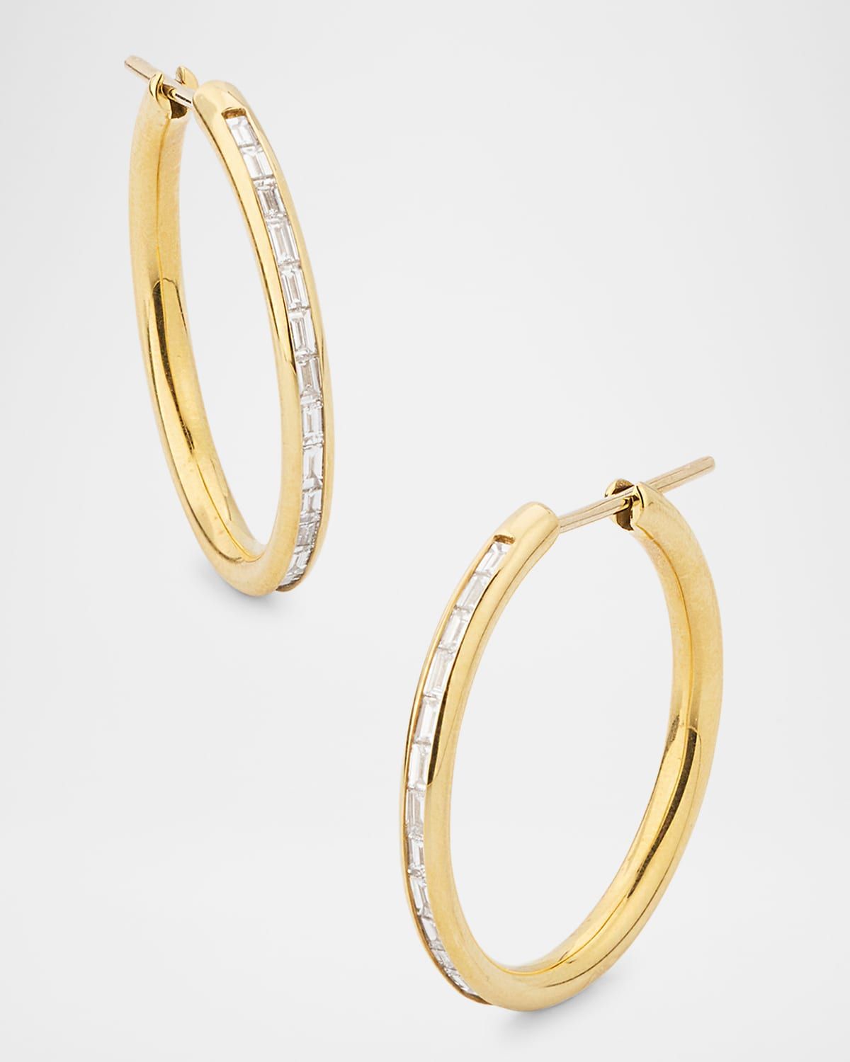 Miri Hoop Earrings with Channel-Set Diamonds, Rose Gold, 20mm
