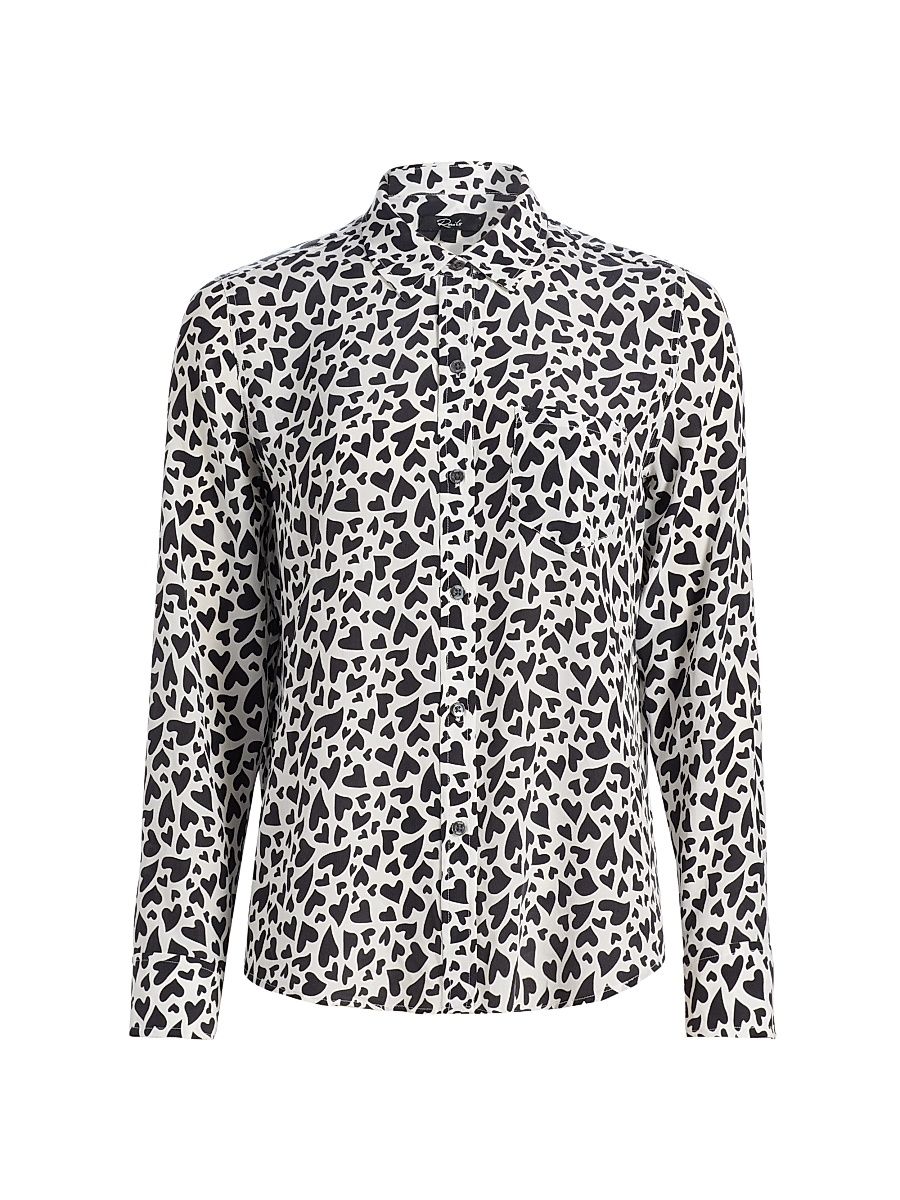 Women's Kathryn Heart-Print Top - Ivory Amore - Size XL