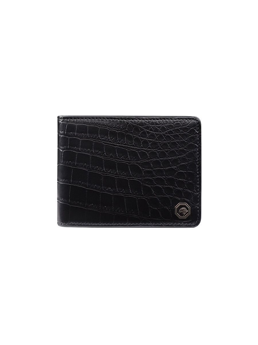 Men's Exclusive Croc Bifold Wallet - Black