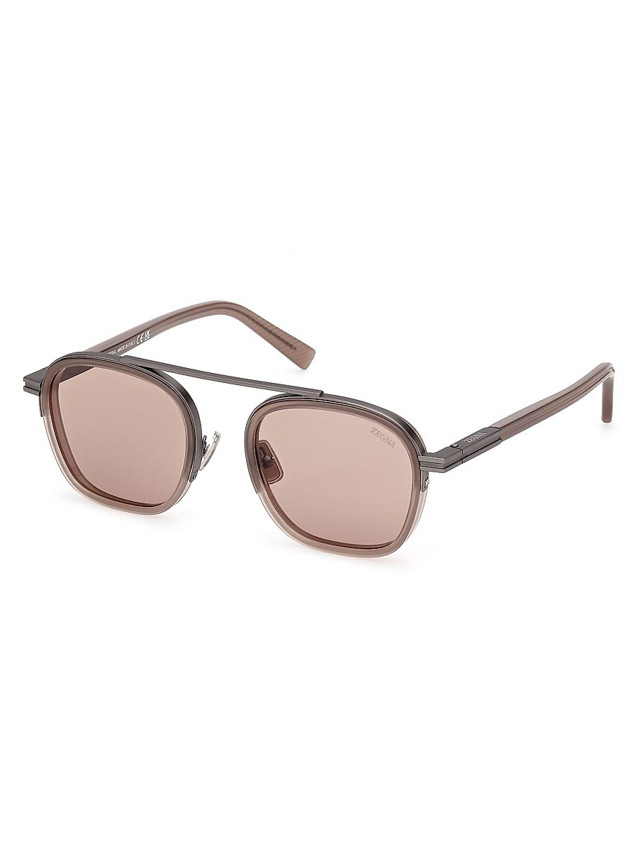 Men's 51MM Geometric Sunglasses - Light Brown