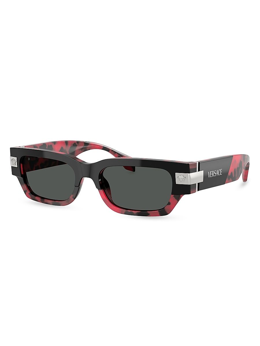 Men's 0VE4468U 53MM Rectangular Sunglasses - Red Havana Dark Grey