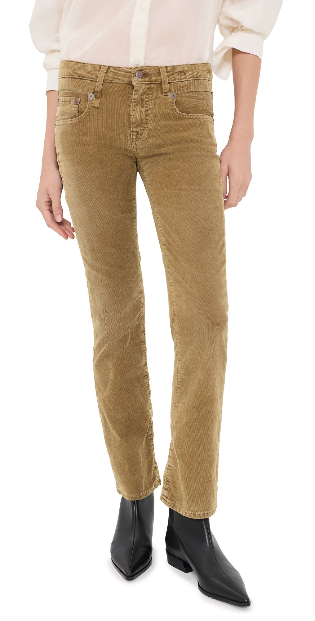 R13 Boy Kick Corduroy Pants GOLDEN BROWN STRETCH CORD 28