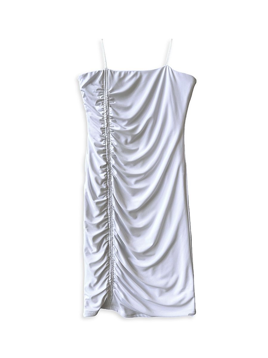 Un Deux Trois Girl's Girl's Ruched Dress - White - Size 16