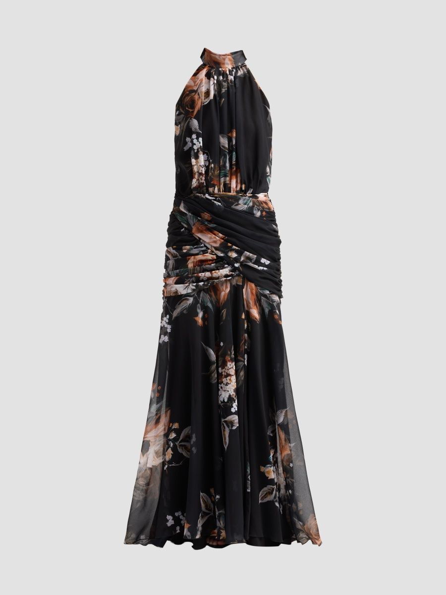 Chiara Boni La Petite Robe Women's Printed Chiffon Sleeveless Gown - Judy Yellow - Size 8