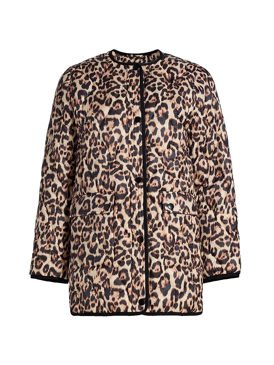 Women's Leopard-Print Quilted Jacket - Leopard - Size Large