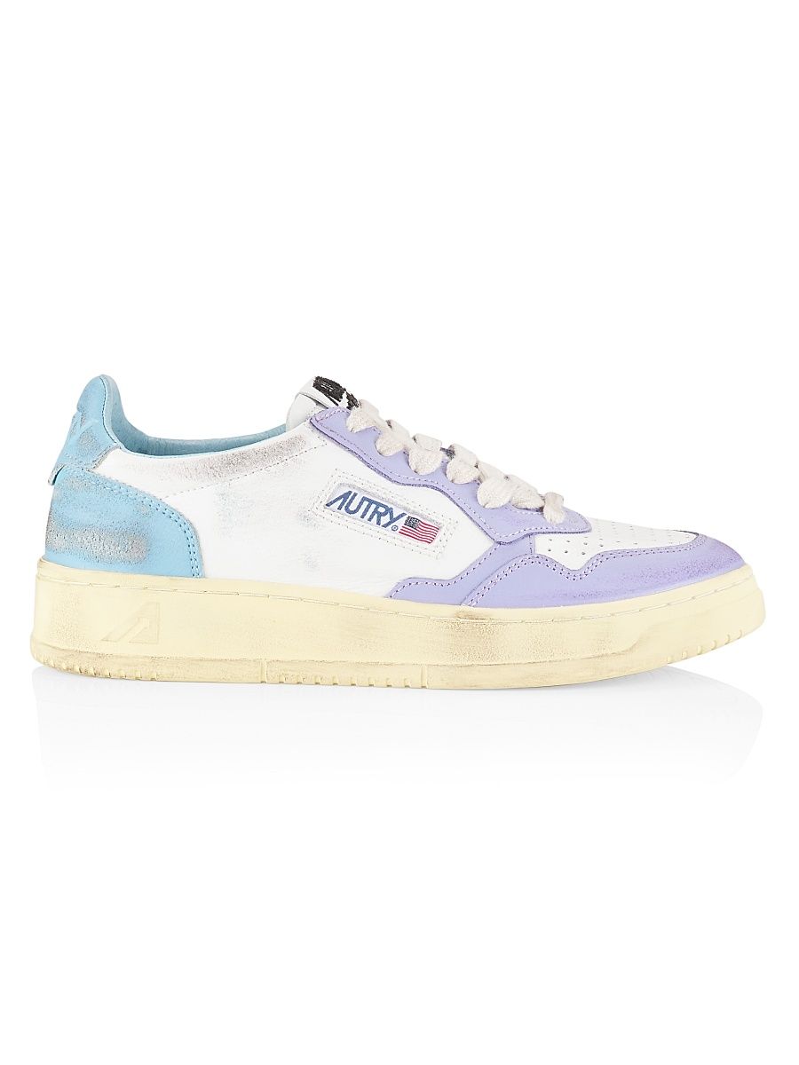 Women's Super Vintage Leather Low-Top Sneakers - White Lavender - Size 8