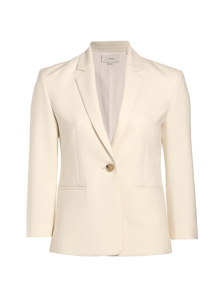 Women's Crepe Single-Breasted Blazer - Off White - Size 8