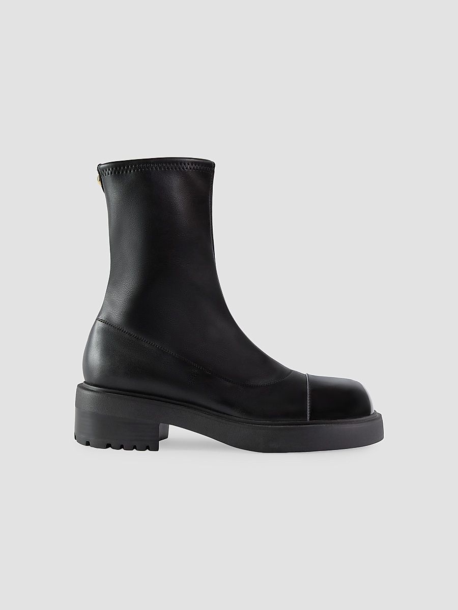 Women's Cap Toe Leather Booties - Nero - Size 12