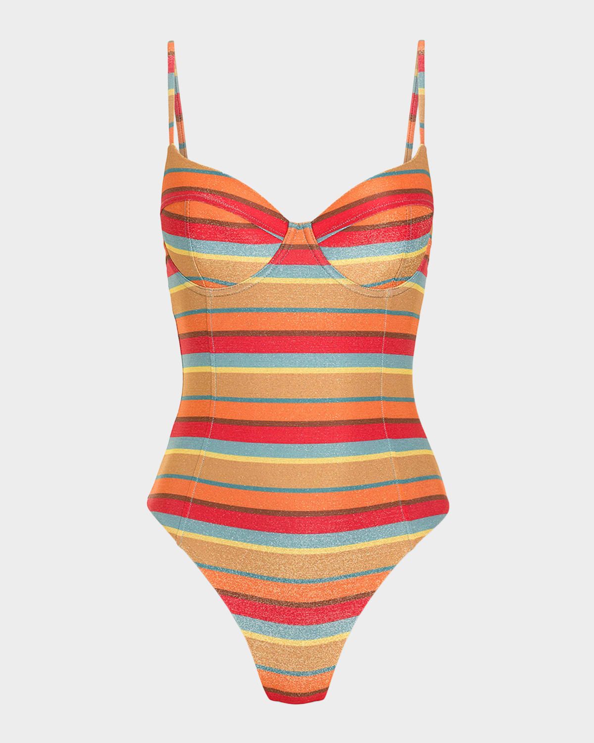 Jayda Glitter Striped One-Piece Swimsuit