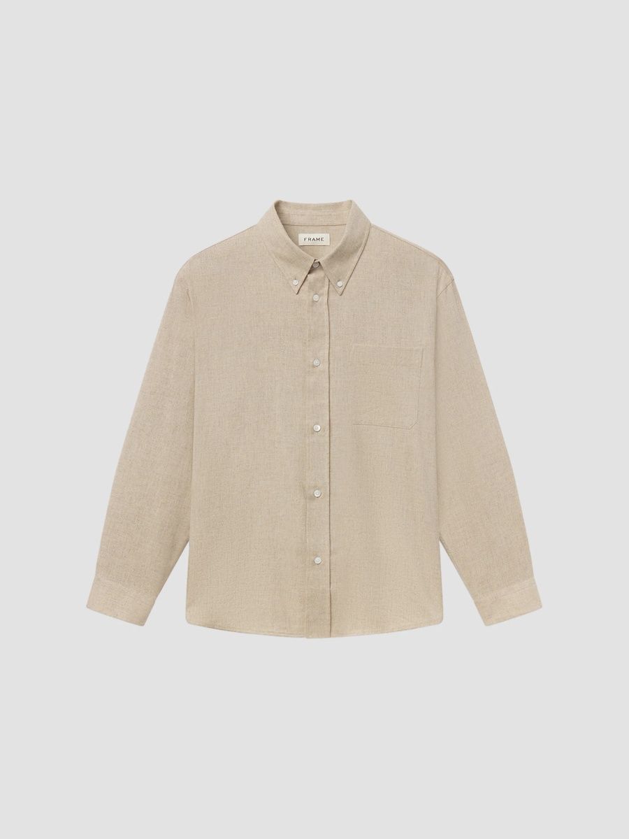 FRAME Men's Heathered Pocket Shirt - Cream Heather - Size XL