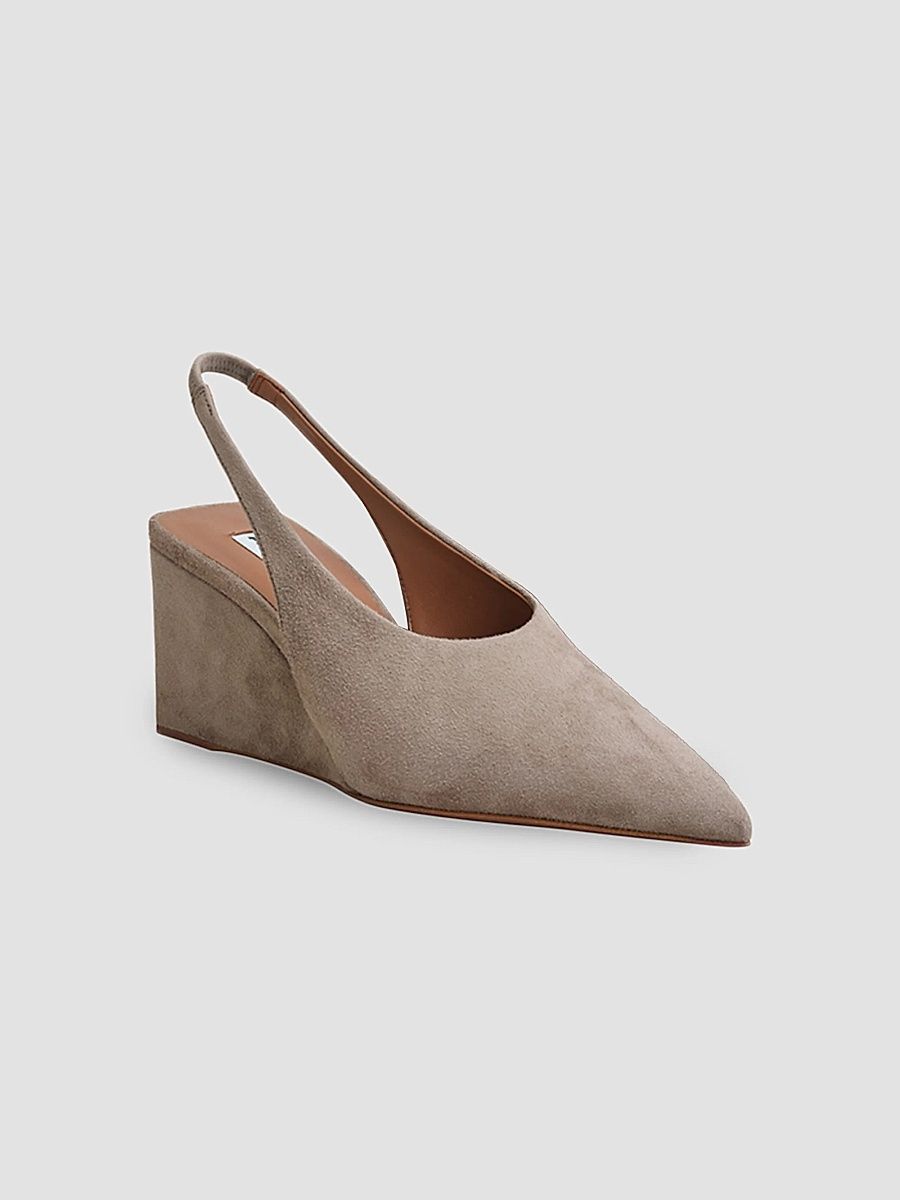 ALAÏA Women's Cube 75MM Suede Slingbacks - Brume - Size 12