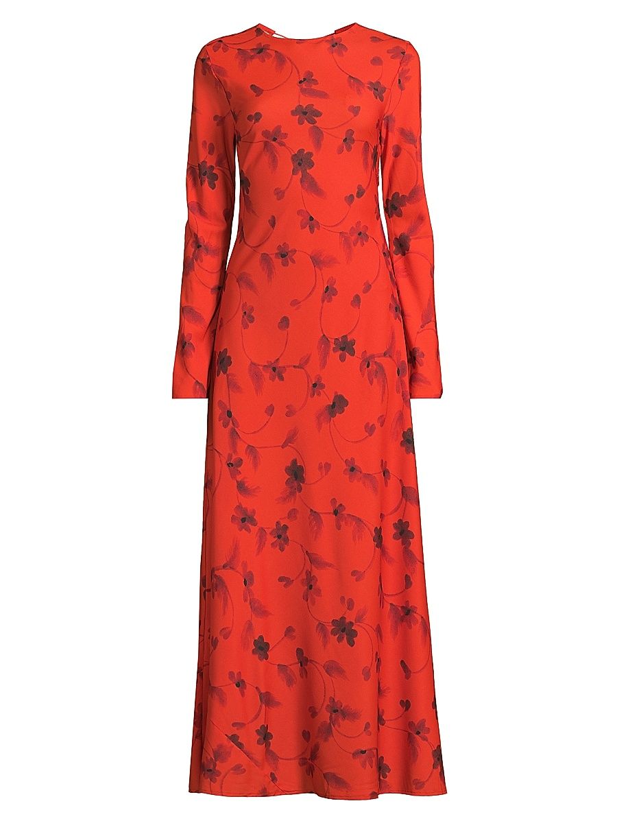 Women's Mesa Floral Open-Back Maxi Dress - Pirazzo Floral Rosso - Size 12