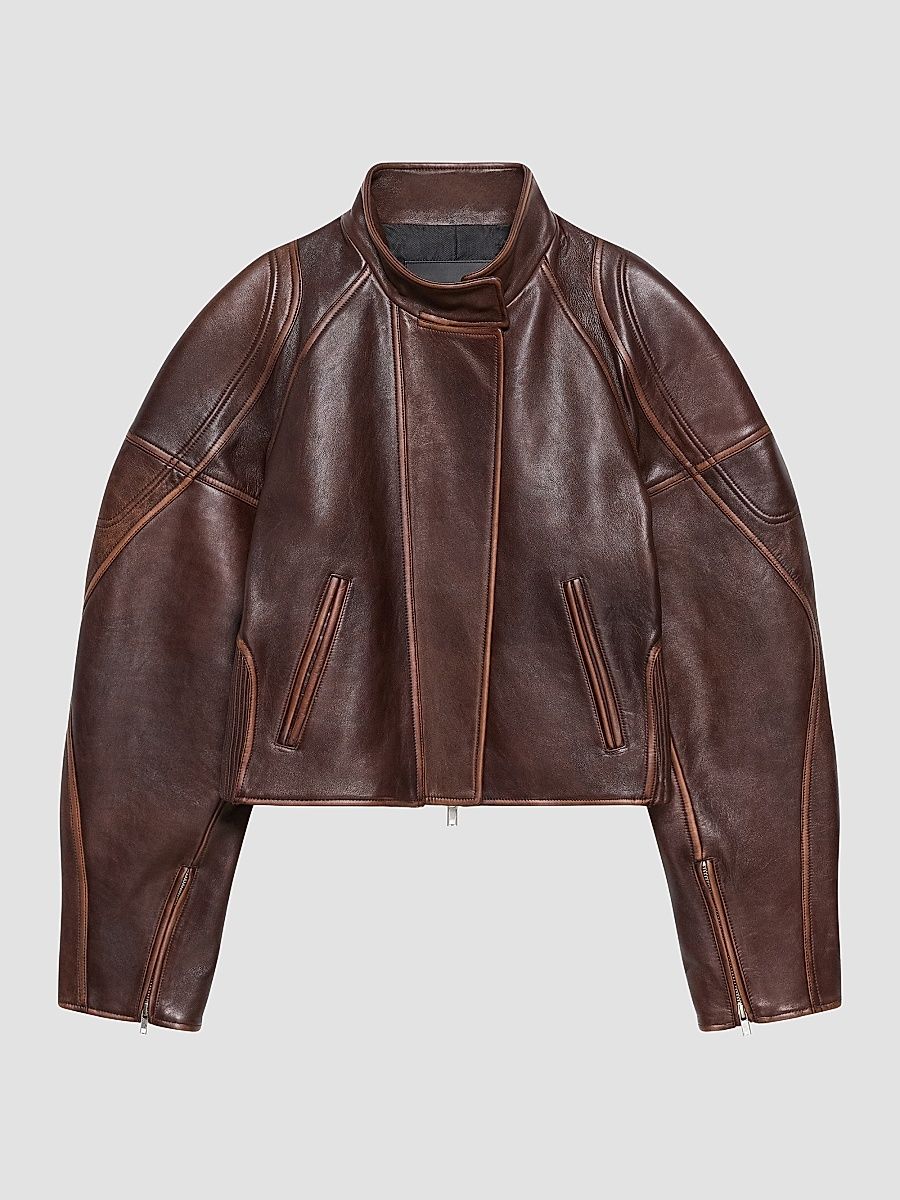 Women's Leather Saddle Jacket - Saddle - Size Small