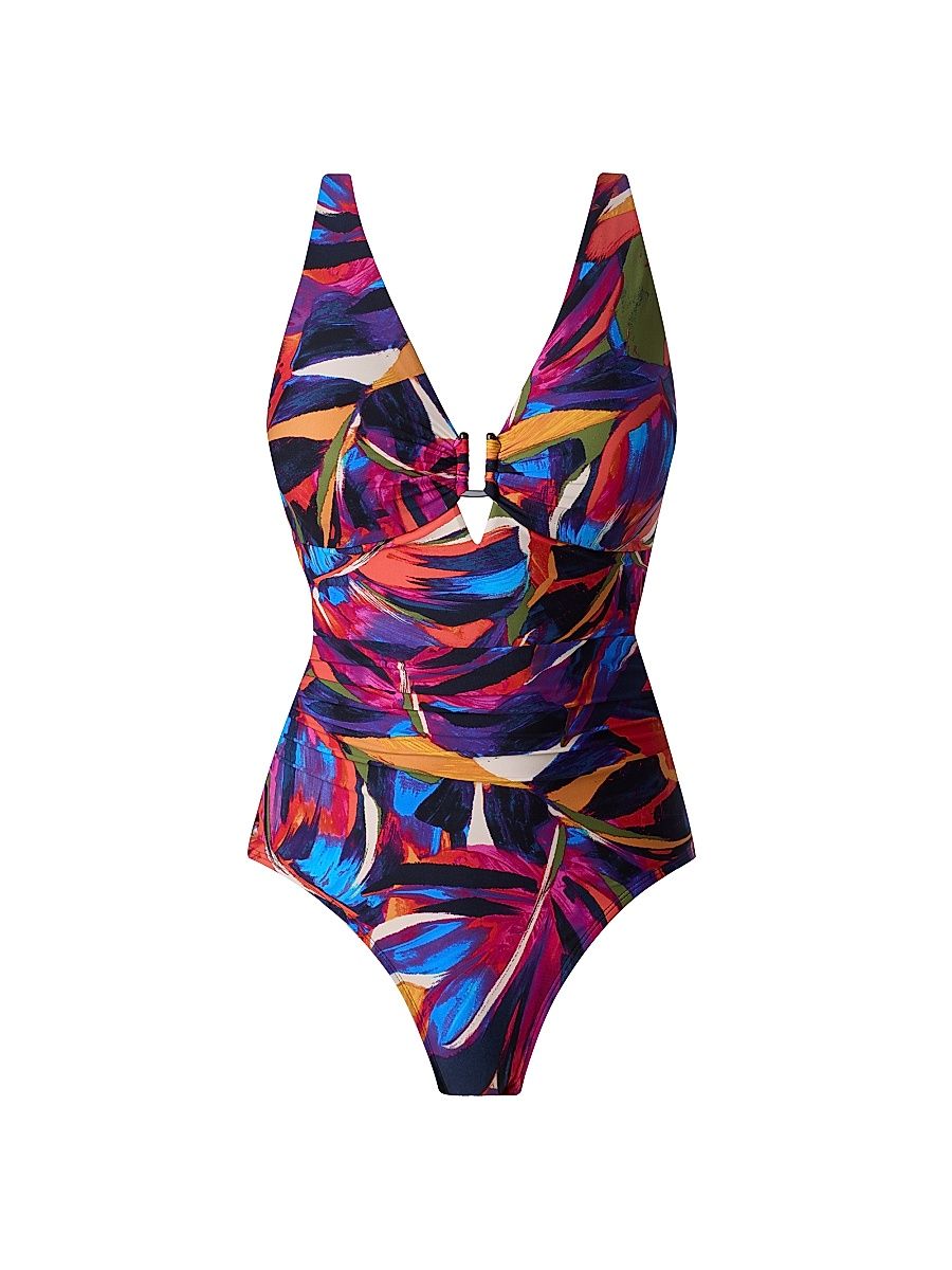 Women's Mariachi Kristi Tropical V-Neck One-Piece Swimsuit - Size 16