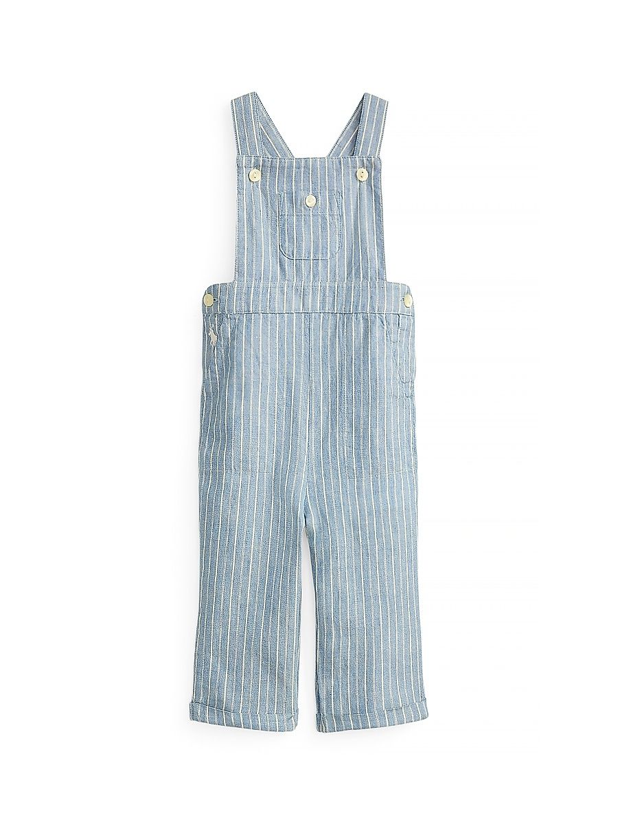 Baby Boy's Striped Linen-Cotton Overalls - Cream - Size 9 Months