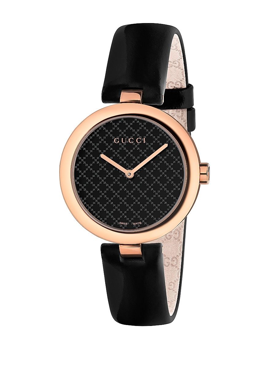 Women's Diamantissima Rose Goldtone & Leather Strap Watch/32MM - Black