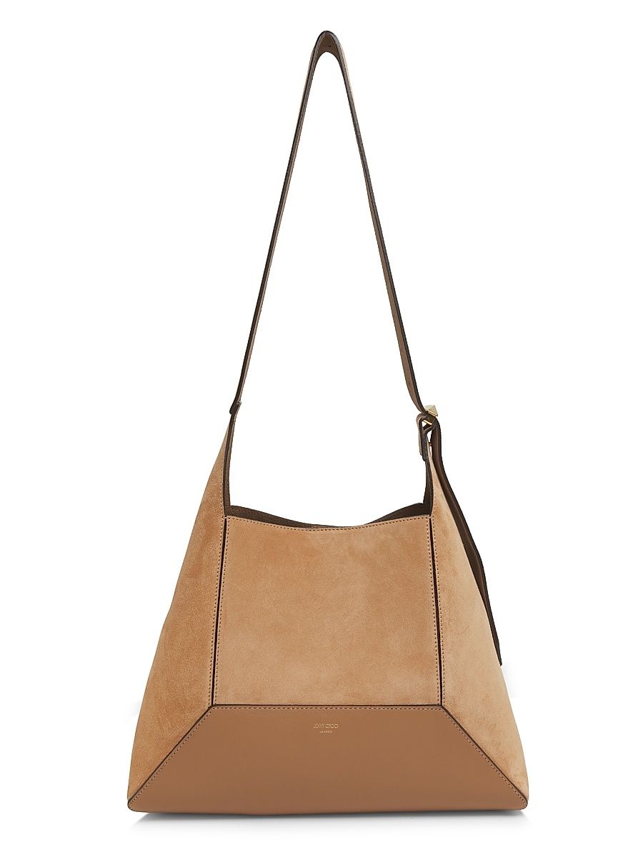 Women's Diamond Medium Suede Hobo Bag - Toffee Gold