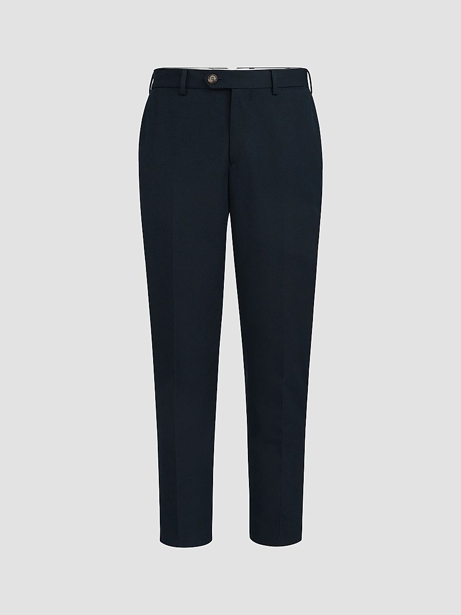 Men's Cotton and Virgin Wool Gabardine Italian Fit Trousers - Blue - Size 48