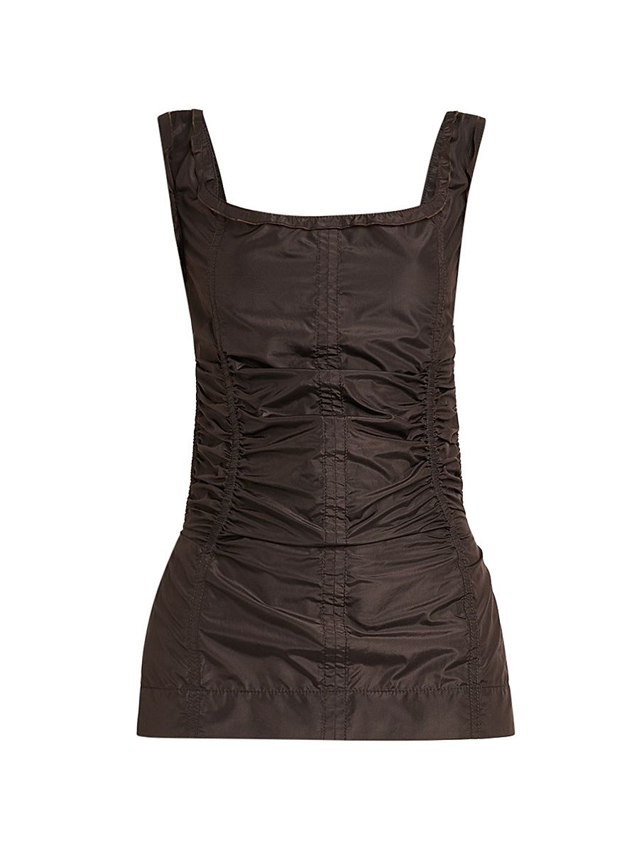 Women's Draped Open-Back Silk Top - Dark Carrubo - Size 10