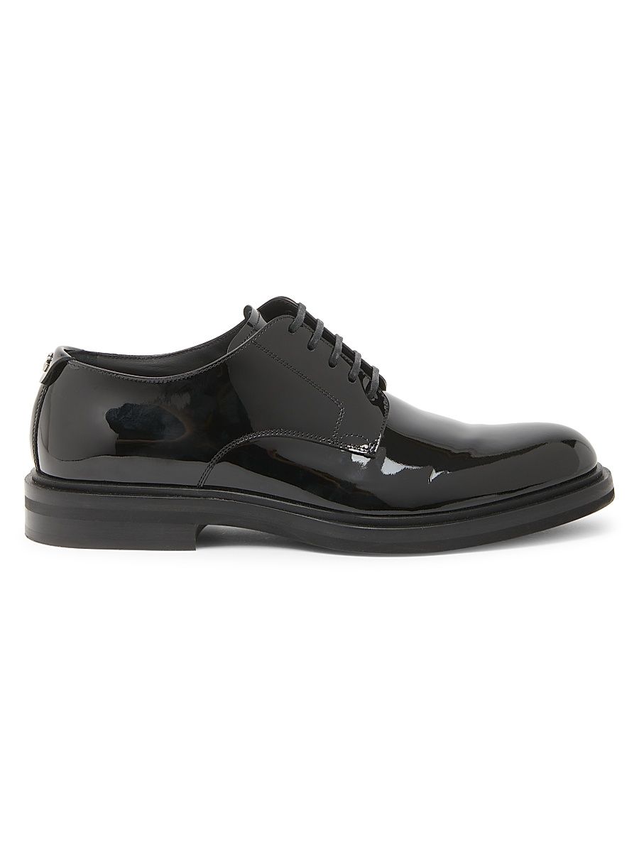 Men's Patent Leather Derby Shoes - Nero - Size 12