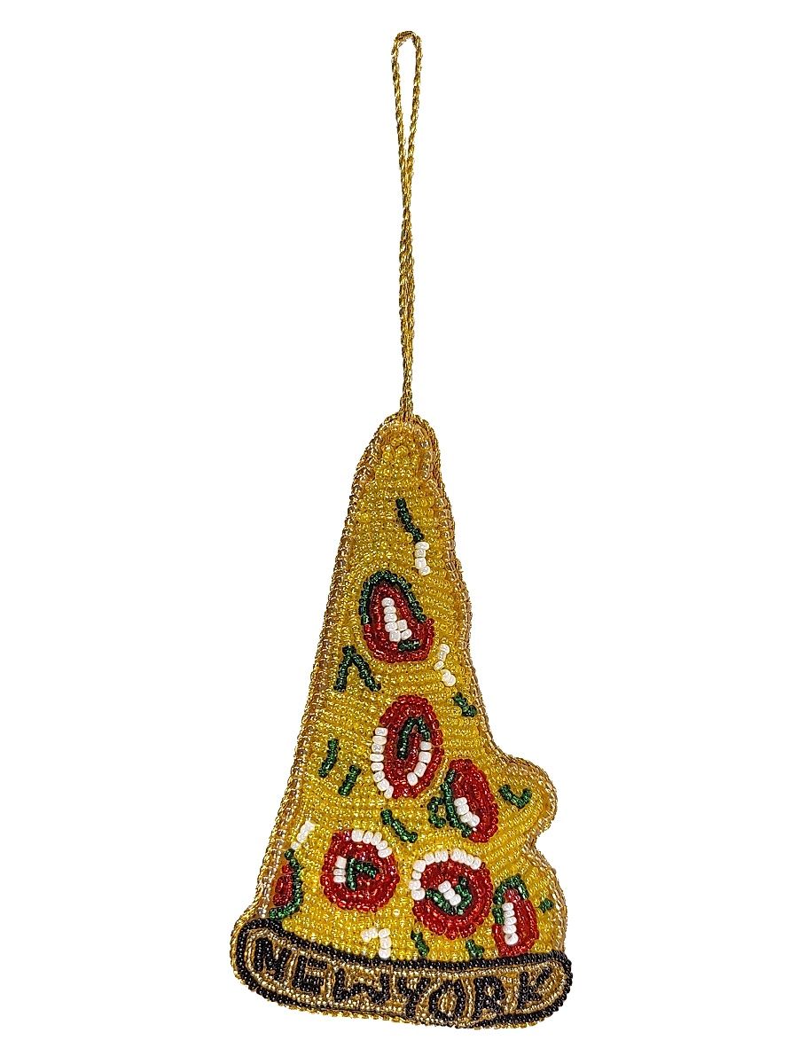 Beaded "New York" Pizza Slice Ornament
