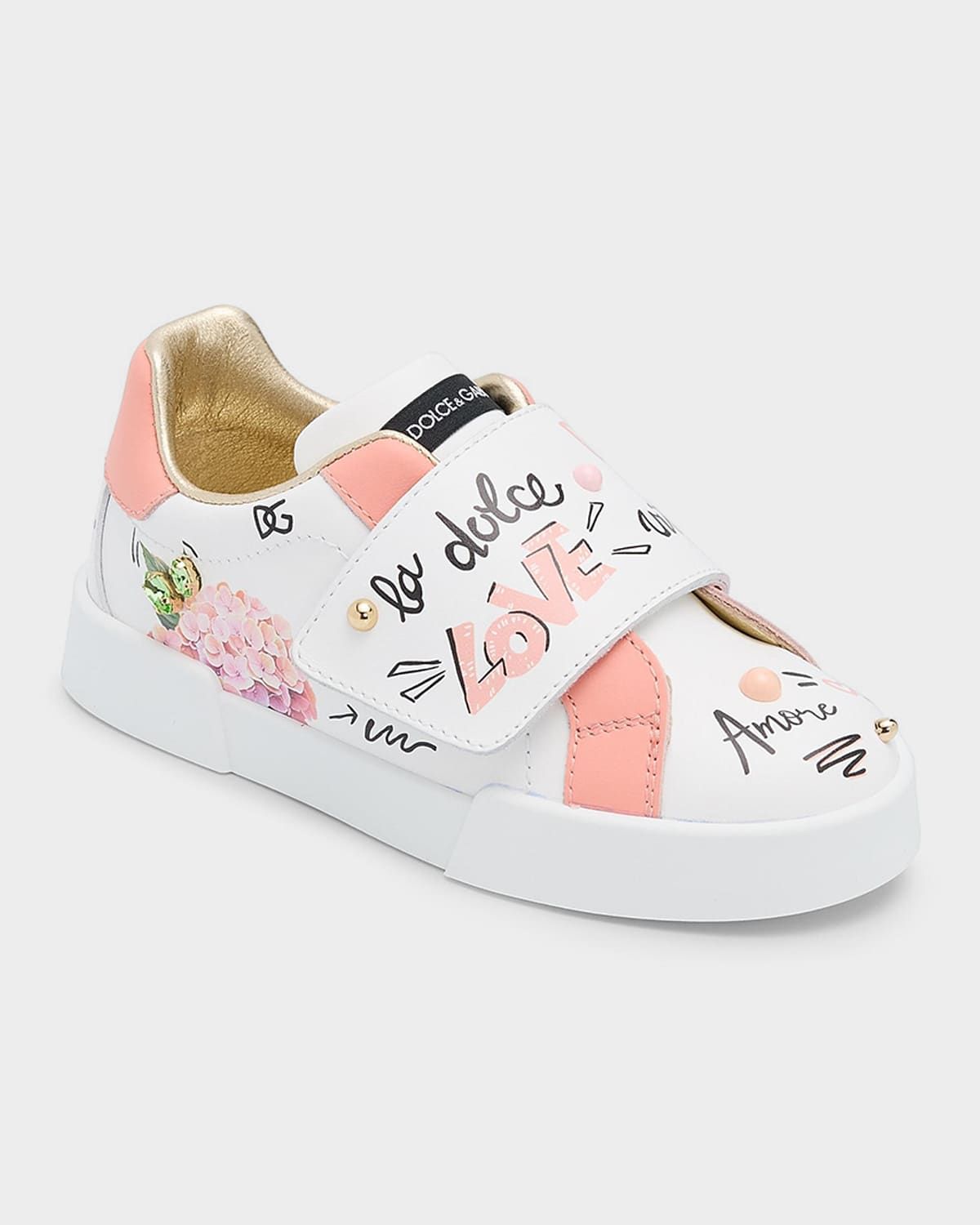 Girl & apos;s Printed Calfskin Portofino Low-Top Sneakers, Babies