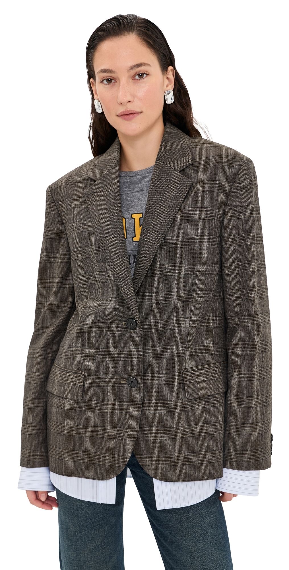 Acne Studios Wool Blend Blazer Brown/Black 40
