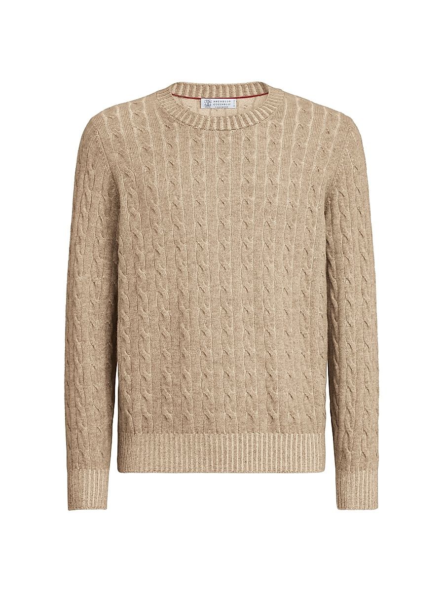 Men's Cashmere Vanisé Cable Knit Sweater - Brown - Size 46